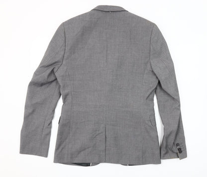 H&M Men's Grey Slim Fit Suit Jacket 36R Classic Two Button