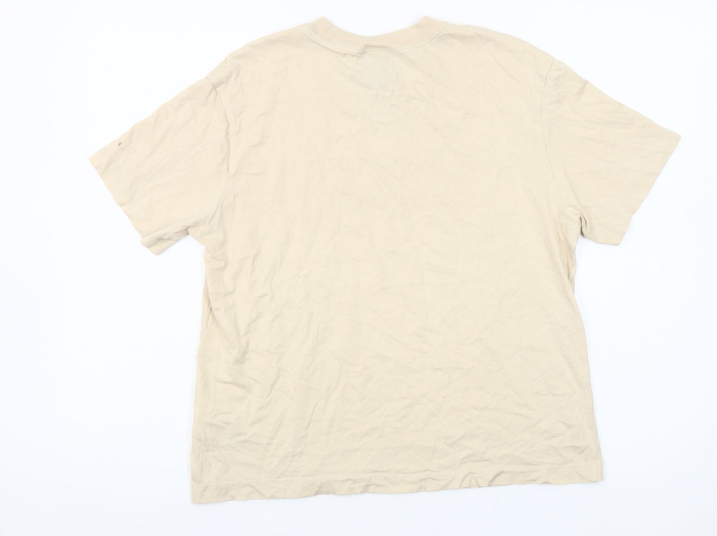 Nike Women Beige Small Basic Cotton Short Sleeve T-Shirt