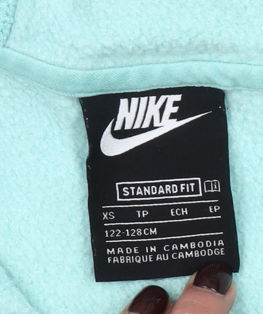 Nike Girls Blue Colourblock 1/4 Zip Hoodie XS 7-8 Years