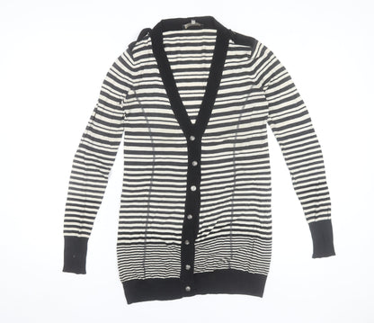 MaxMara Weekend Women’s Black Stripe V-Neck Long Sleeve Cardigan M