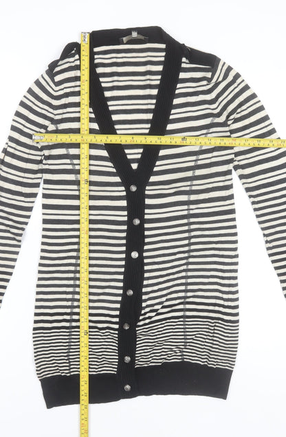 MaxMara Weekend Women’s Black Stripe V-Neck Long Sleeve Cardigan M