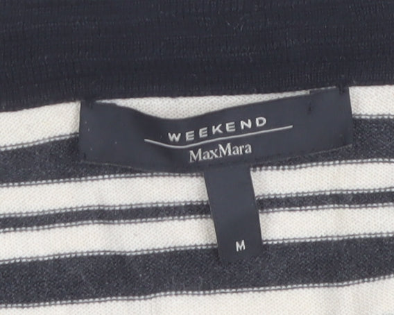 MaxMara Weekend Women’s Black Stripe V-Neck Long Sleeve Cardigan M