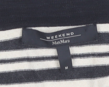 MaxMara Weekend Women’s Black Stripe V-Neck Long Sleeve Cardigan M