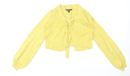 Anna Scott Women Yellow Embroidered Lightweight Cardigan Size 12