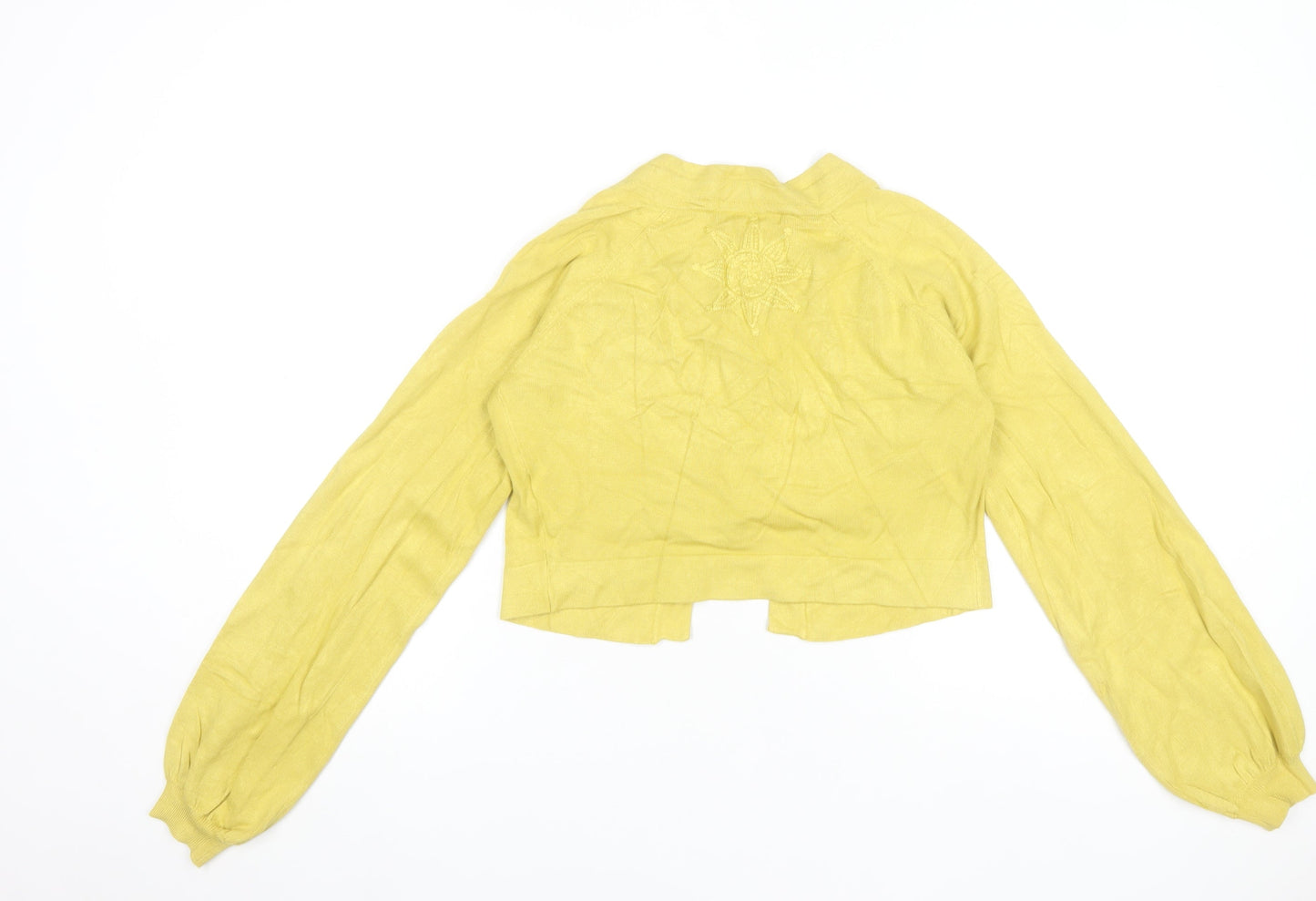 Anna Scott Women Yellow Embroidered Lightweight Cardigan Size 12