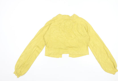 Anna Scott Women Yellow Embroidered Lightweight Cardigan Size 12
