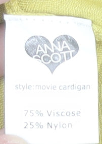 Anna Scott Women Yellow Embroidered Lightweight Cardigan Size 12