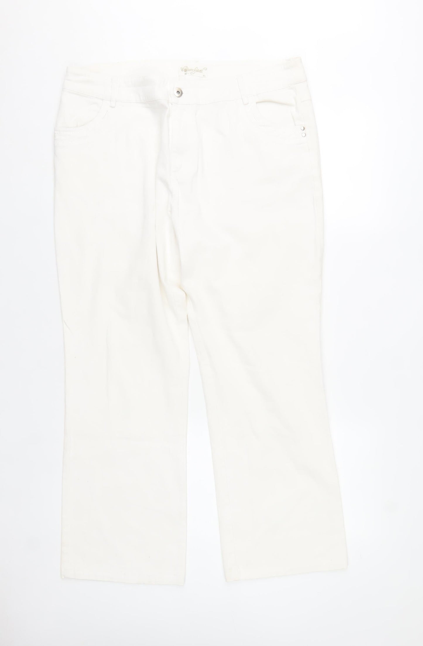 Paco Spirit Womens White Straight Leg Stretch Jeans XL