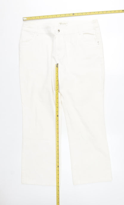 Paco Spirit Womens White Straight Leg Stretch Jeans XL