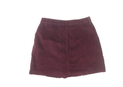 Denim & Co Women's Brown Corduroy A-Line Button Skirt Size 10