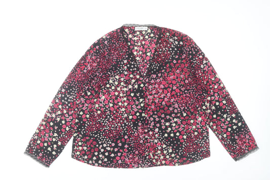 Additional front view of Gallery Women’s Multicoloured Floral Long Sleeve V-Neck Blouse, size UK 14