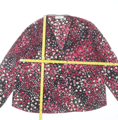 Gallery Women’s Multicoloured Floral Long Sleeve V-Neck Blouse Size 14