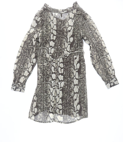 ONLY Women's Brown Snake Print Shirt Dress Size M Long Sleeve