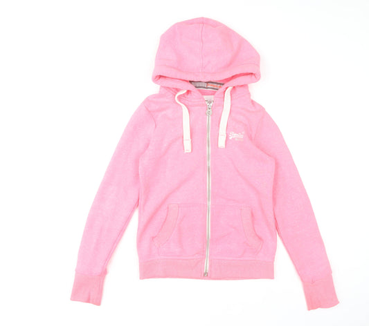 Superdry Orange Label Pink Full Zip Hoodie XS Women's Casual