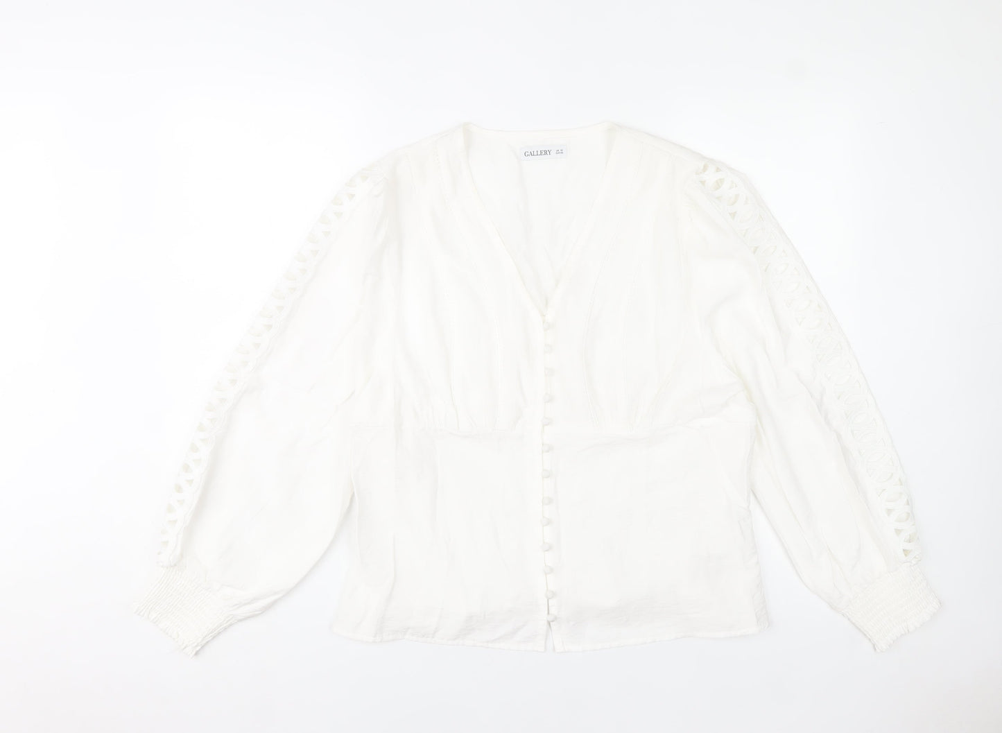 Gallery Women’s White Viscose Tunic Blouse Size 18 Long Sleeve