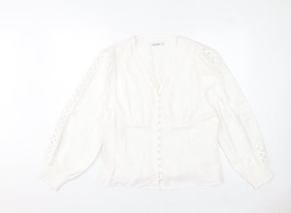 Gallery Women’s White Viscose Tunic Blouse Size 18 Long Sleeve