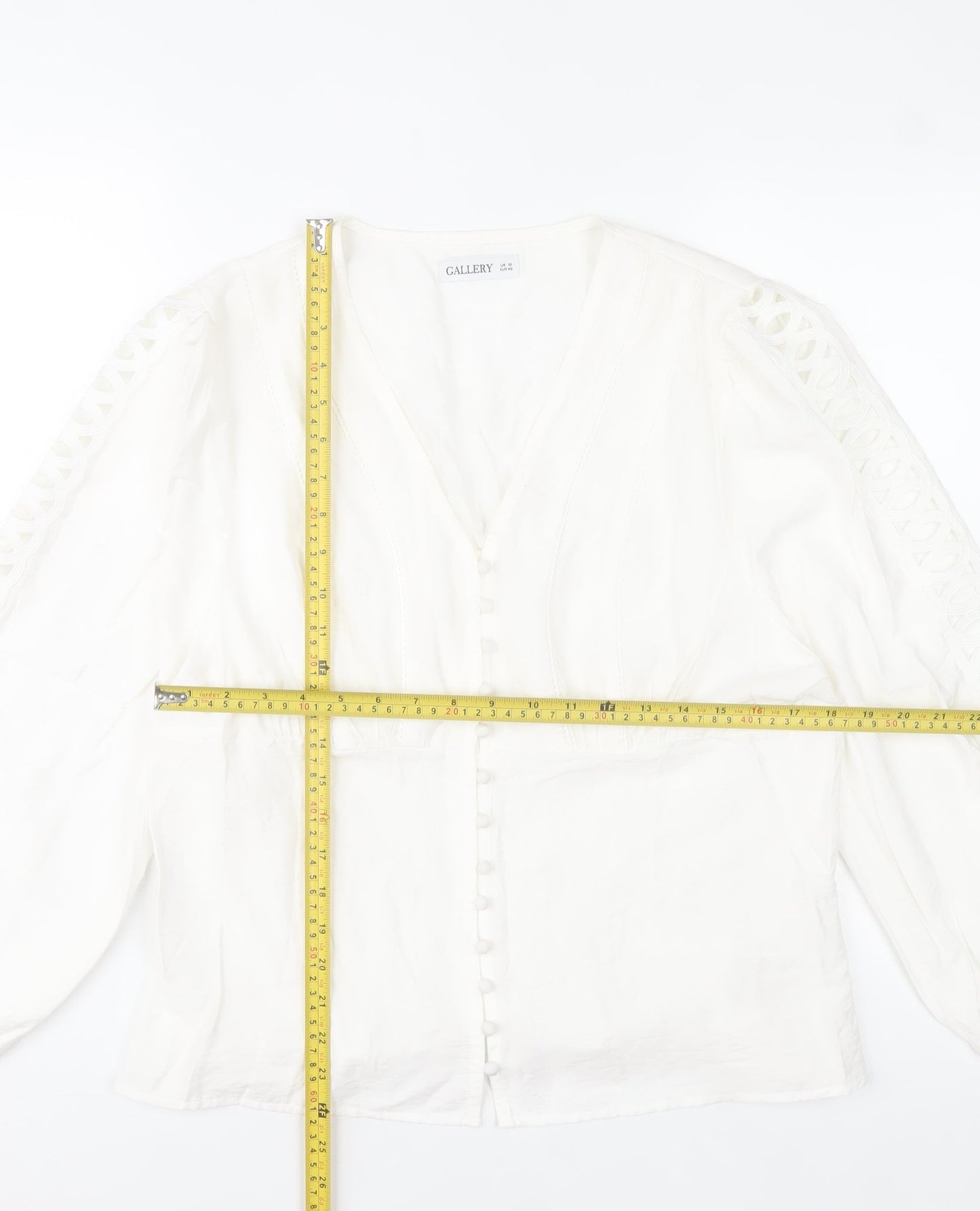 Gallery Women’s White Viscose Tunic Blouse Size 18 Long Sleeve