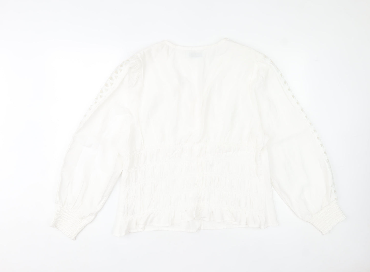 Gallery Women’s White Viscose Tunic Blouse Size 18 Long Sleeve