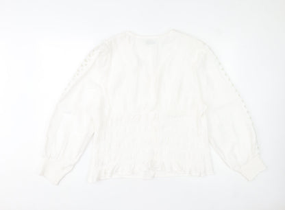 Gallery Women’s White Viscose Tunic Blouse Size 18 Long Sleeve