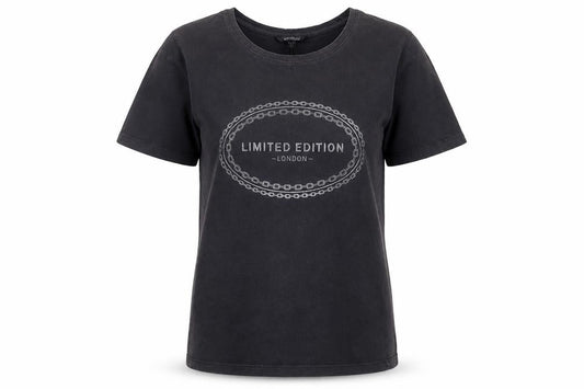 Golddigga Womens Black Cotton Limited Edition London T-Shirt UK 10