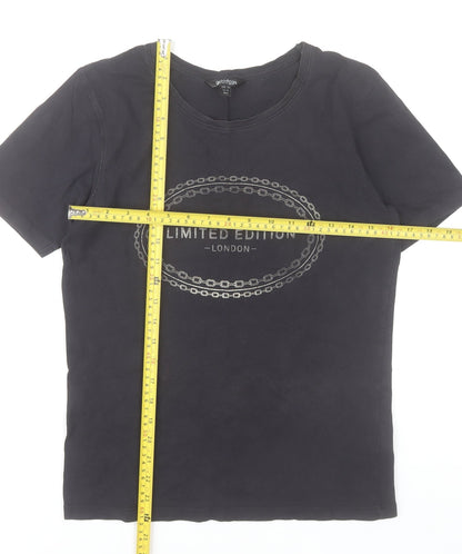 Golddigga Womens Black Cotton Limited Edition London T-Shirt UK 10