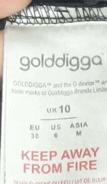 Golddigga Womens Black Cotton Limited Edition London T-Shirt UK 10