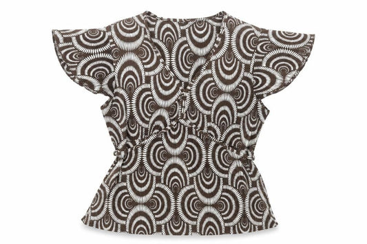 Next Womens Brown Geometric Wrap Blouse UK 14 Short Sleeve