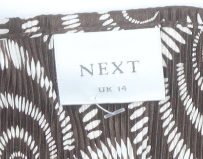 Next Womens Brown Geometric Wrap Blouse UK 14 Short Sleeve