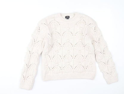 River Island Girls Ivory Knit Jumper 11-12 Years Acrylic Blend Winter Pullover