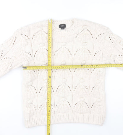 River Island Girls Ivory Knit Jumper 11-12 Years Acrylic Blend Winter Pullover