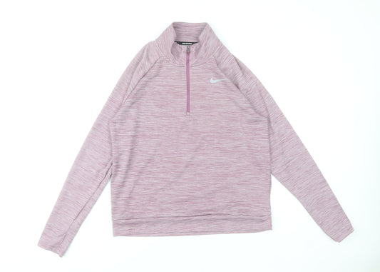 Nike Women's Pink Dri-FIT 1/4 Zip Running Track Jacket Size M