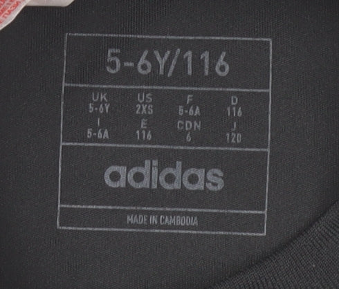 adidas Boys Black Short Sleeve AEROREADY Sports T-Shirt 5-6 Years