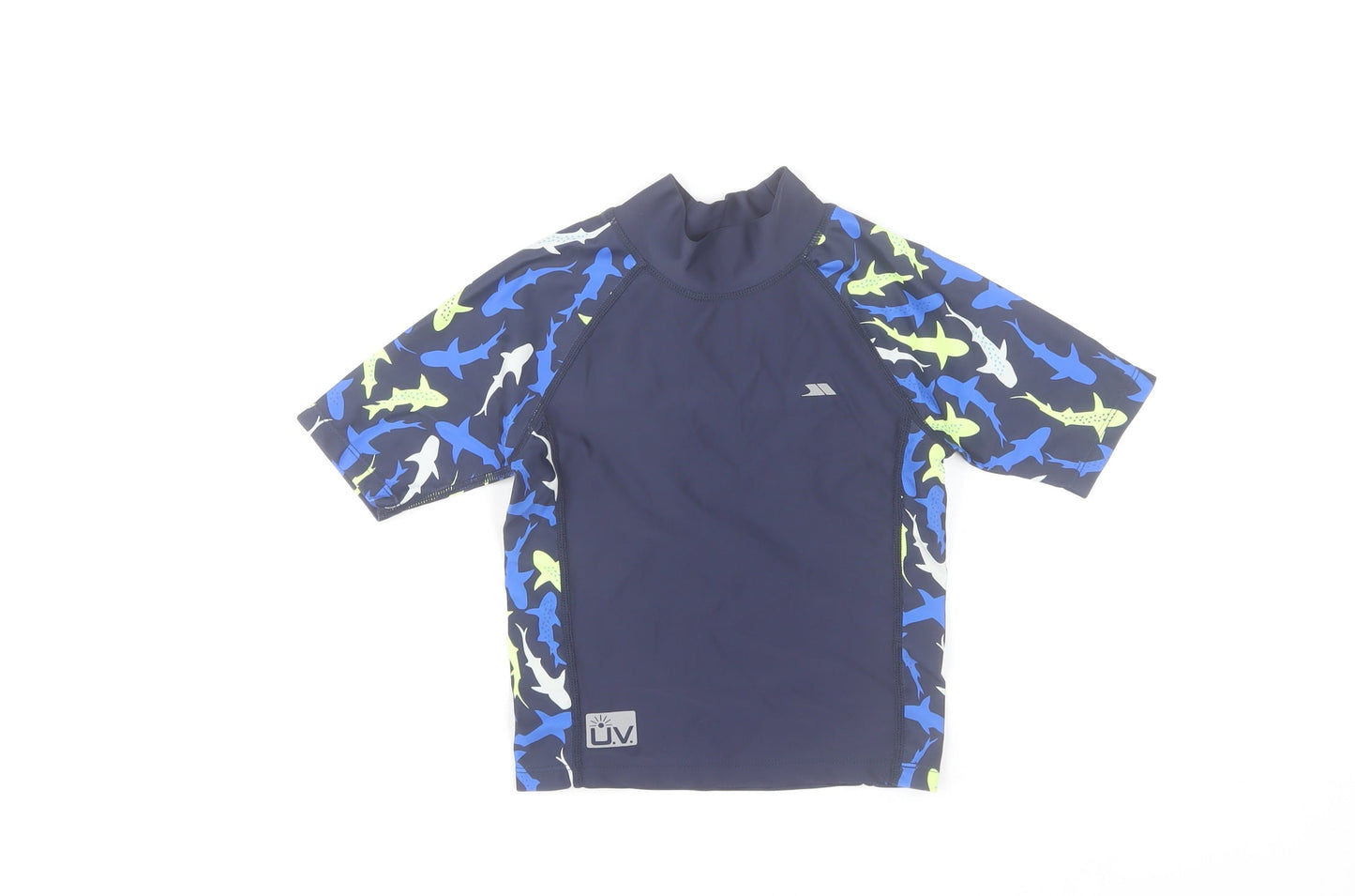 Trespass Boys Blue Shark Print Rash Guard Swim Top 3-4 Years UV Protection