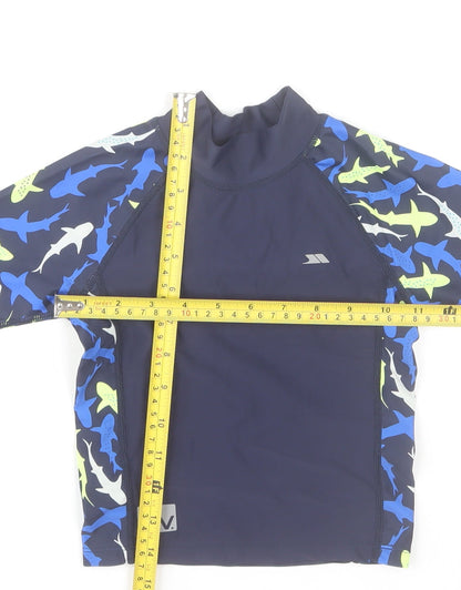 Trespass Boys Blue Shark Print Rash Guard Swim Top 3-4 Years UV Protection