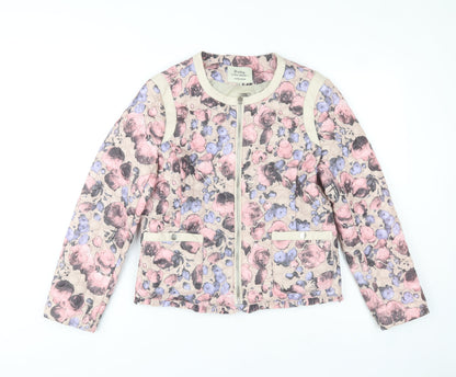 Softy Womens Multicoloured Floral Quilted Jacket XL Zip Pockets Casual
