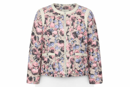 Softy Womens Multicoloured Floral Quilted Jacket XL Zip Pockets Casual