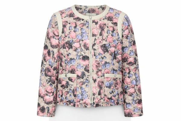 Softy Womens Multicoloured Floral Quilted Jacket XL Zip Pockets Casual