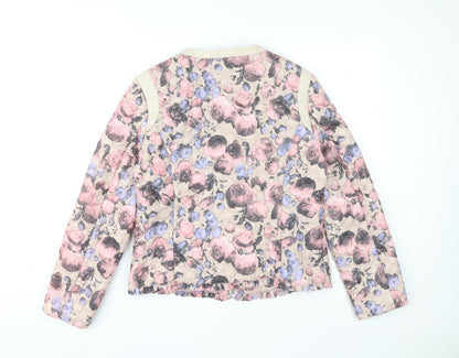 Softy Womens Multicoloured Floral Quilted Jacket XL Zip Pockets Casual
