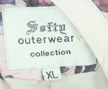 Softy Womens Multicoloured Floral Quilted Jacket XL Zip Pockets Casual