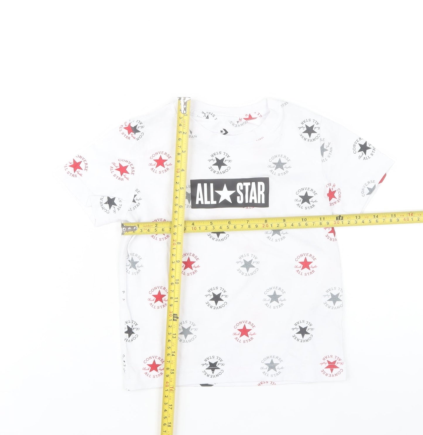 Converse Boys White All Star Logo T-Shirt 3-4 Years Short Sleeve Cotton