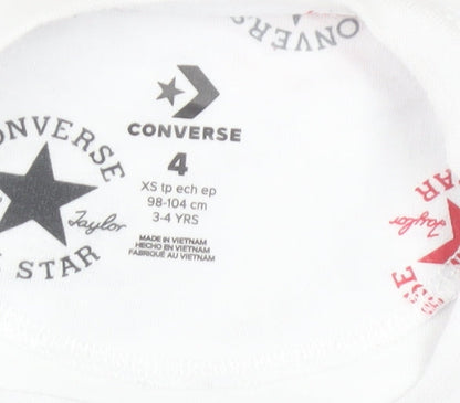 Converse Boys White All Star Logo T-Shirt 3-4 Years Short Sleeve Cotton