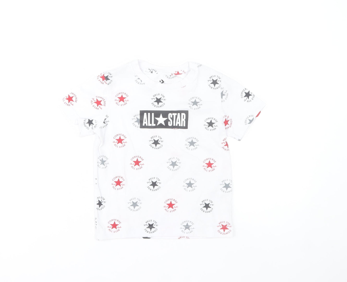 Converse Boys White All Star Logo T-Shirt 3-4 Years Cotton Short Sleeve