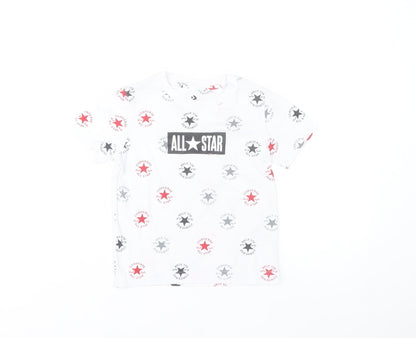 Converse Boys White All Star Logo T-Shirt 3-4 Years Cotton Short Sleeve