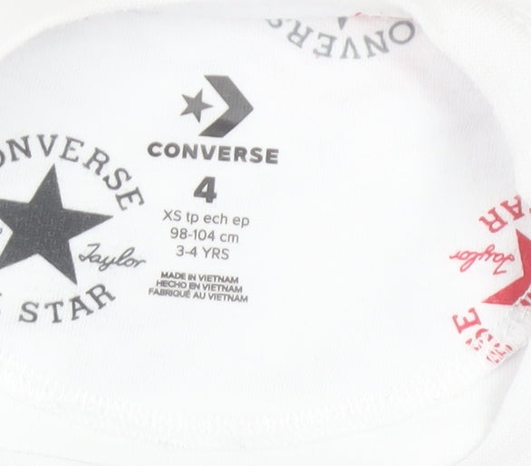 Converse Boys White All Star Logo T-Shirt 3-4 Years Cotton Short Sleeve