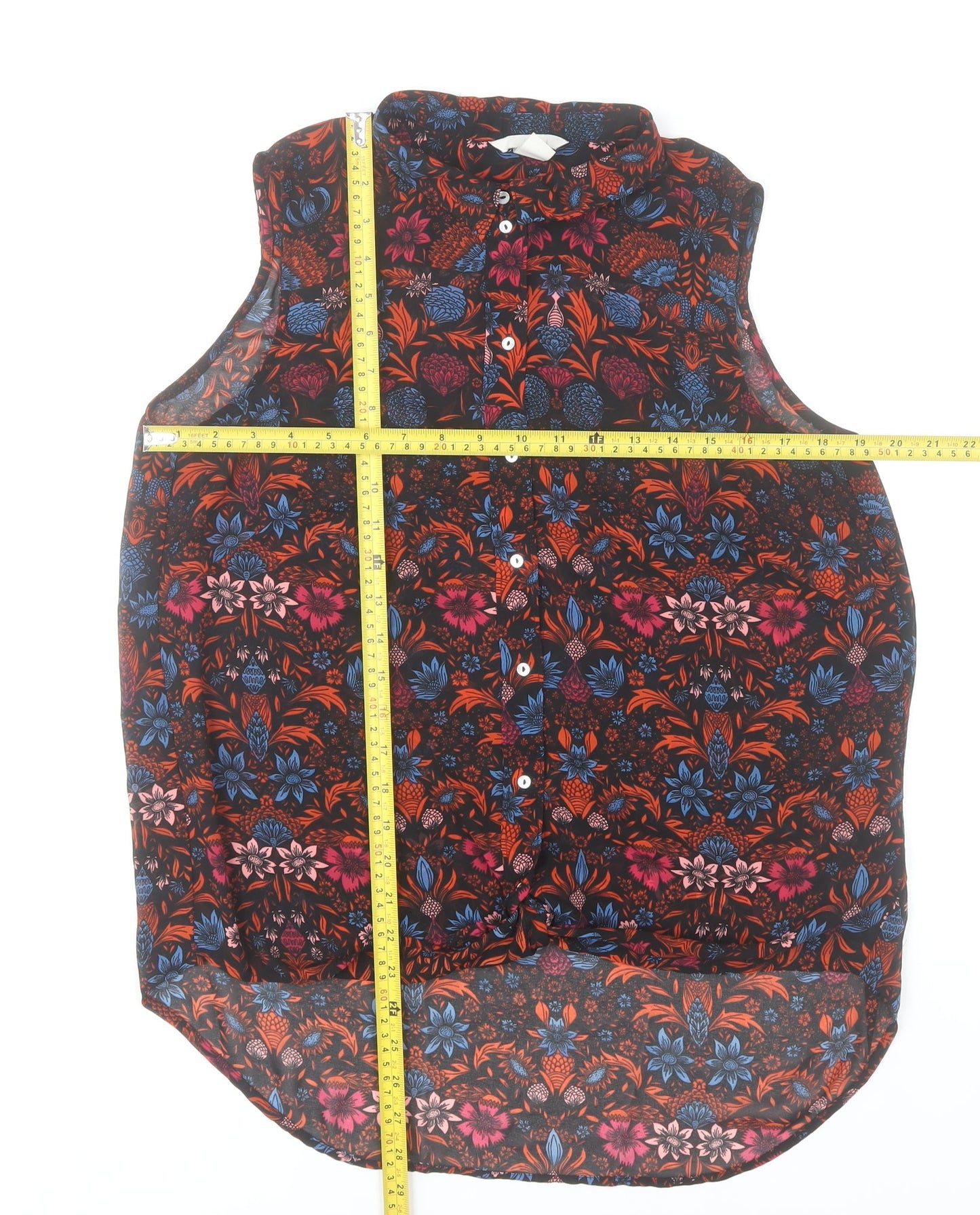 H&M Womens Multicoloured Floral Sleeveless Collared Blouse Size 12