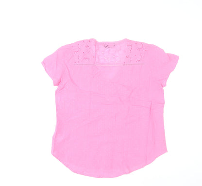 Dunnes Stores Women’s Pink Cotton Short Sleeve Button Blouse Size S