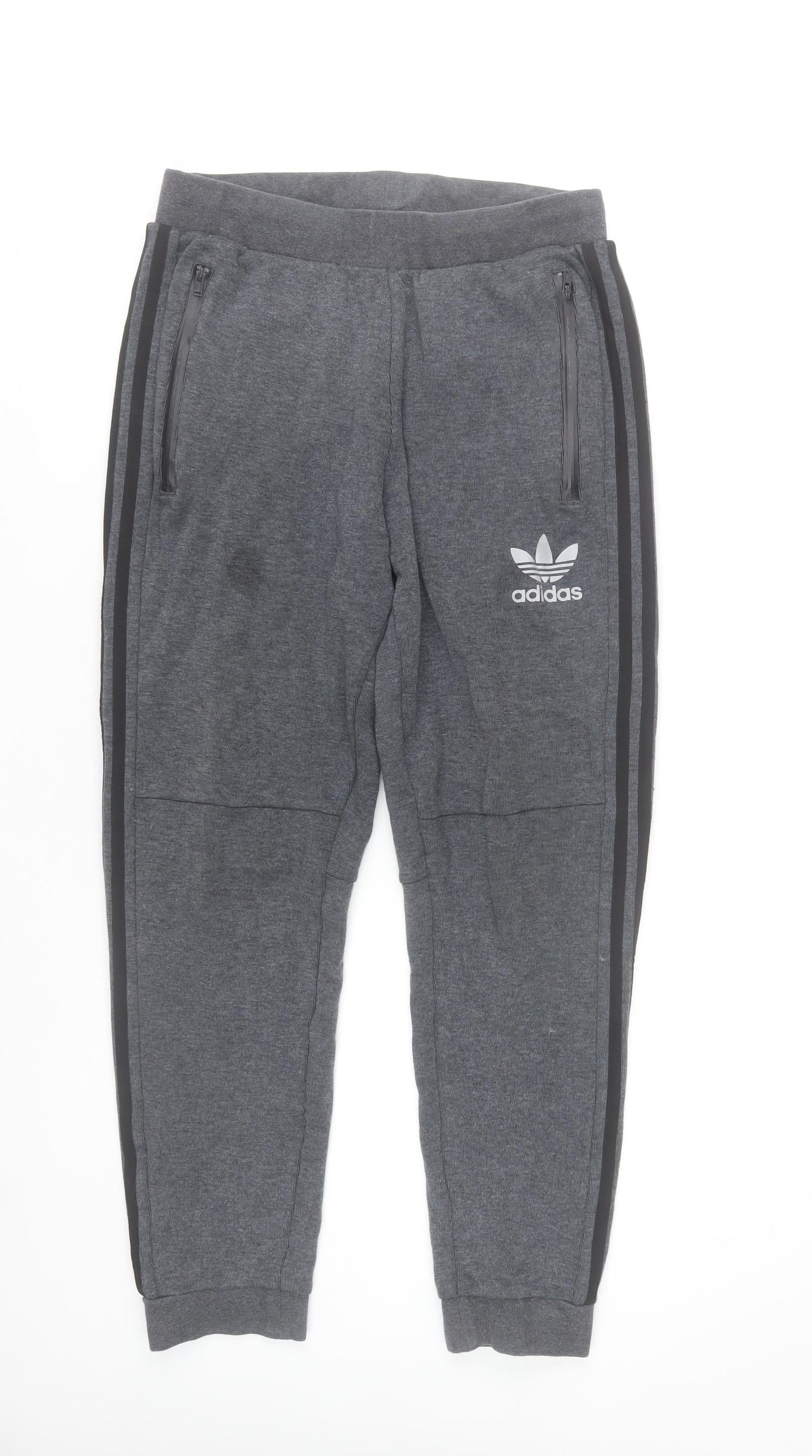 Adidas Men’s Grey Jogger Trousers M Regular Fit Cotton Blend