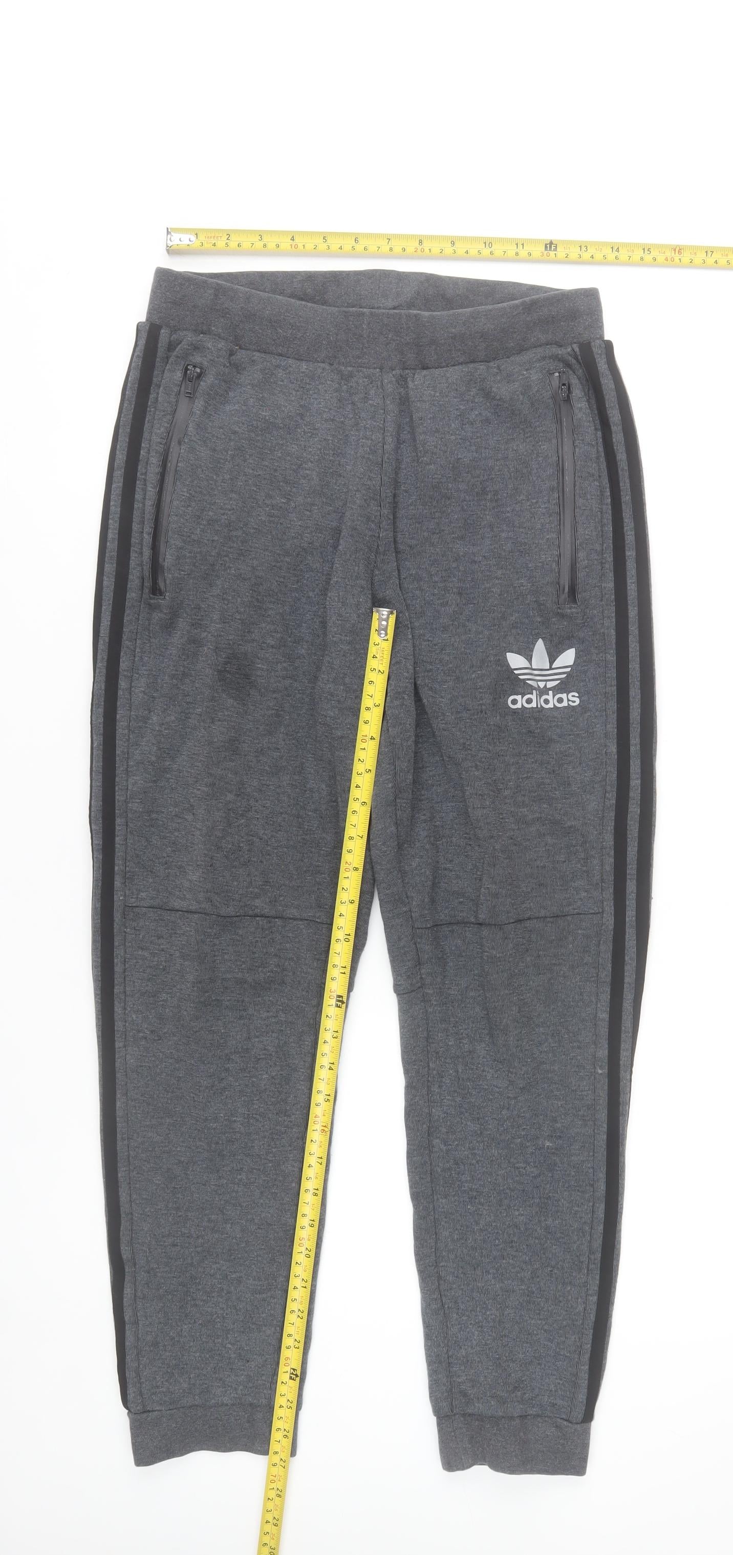 Adidas Men’s Grey Jogger Trousers M Regular Fit Cotton Blend