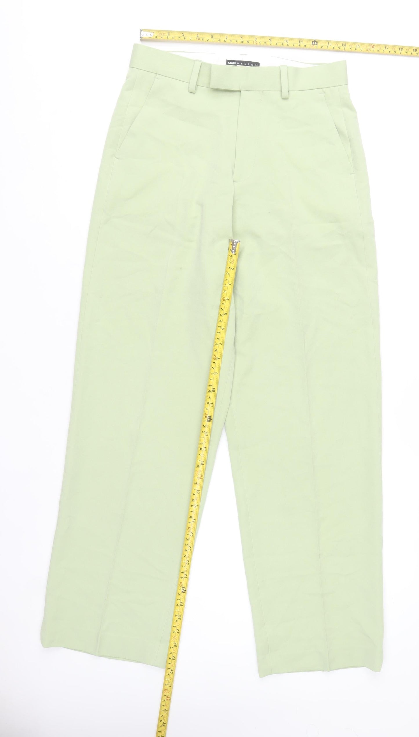 ASOS DESIGN Women’s Green Straight Leg Trousers Size 30x32