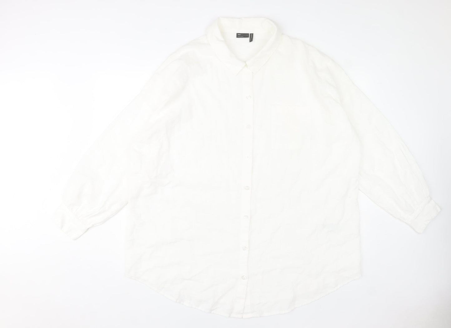 ASOS DESIGN Women's White Cotton Long Sleeve Button-Up Shirt Size 14